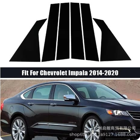 For Chevrolet Impala 2014-2020 Gloss Black Pillar Post Trim Decal Window Door Frame