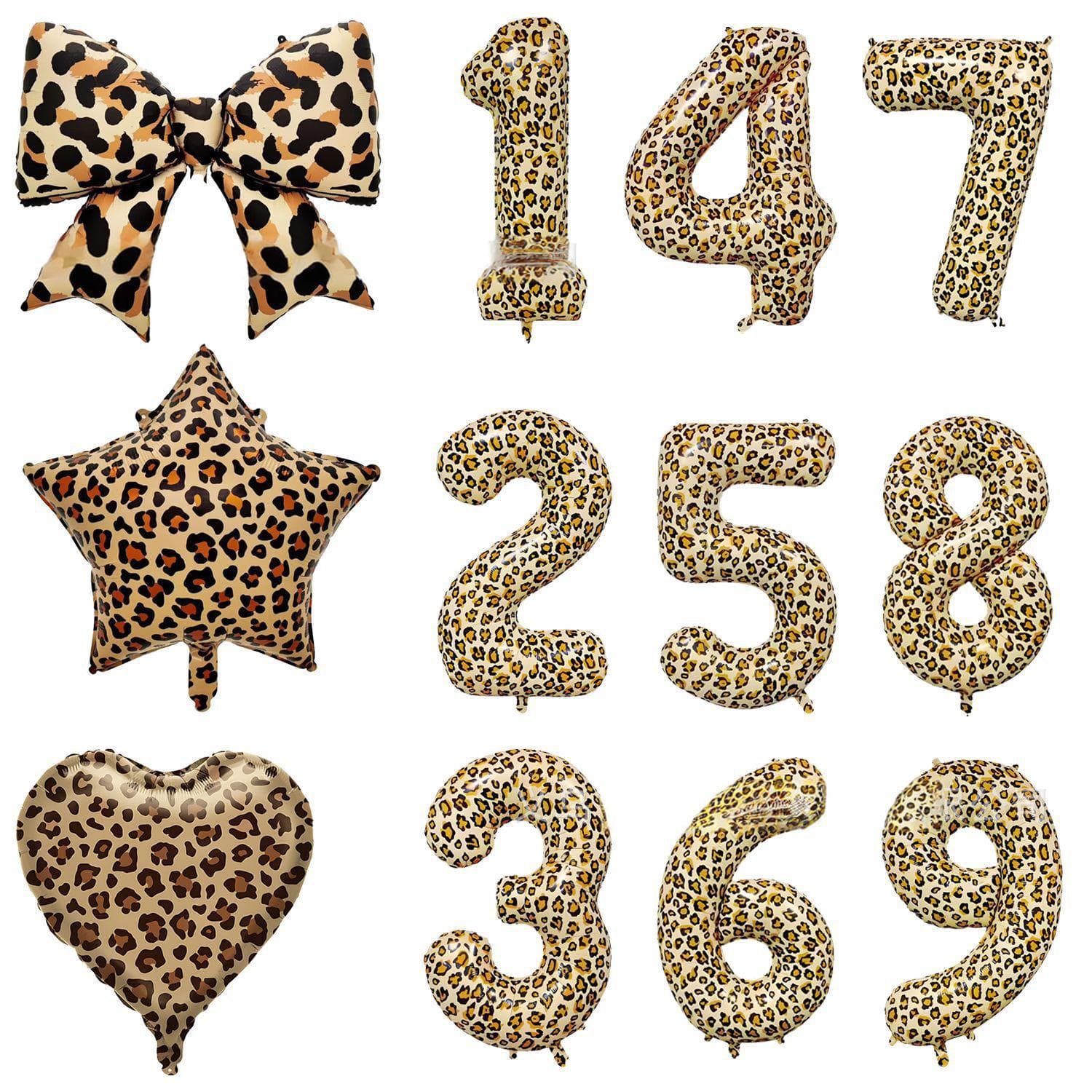 New Leopard Print Bow Tie Shape Aluminum Film Balloon 18 Inch Five-Pointed Star Heart Leopard Print Number Decoration