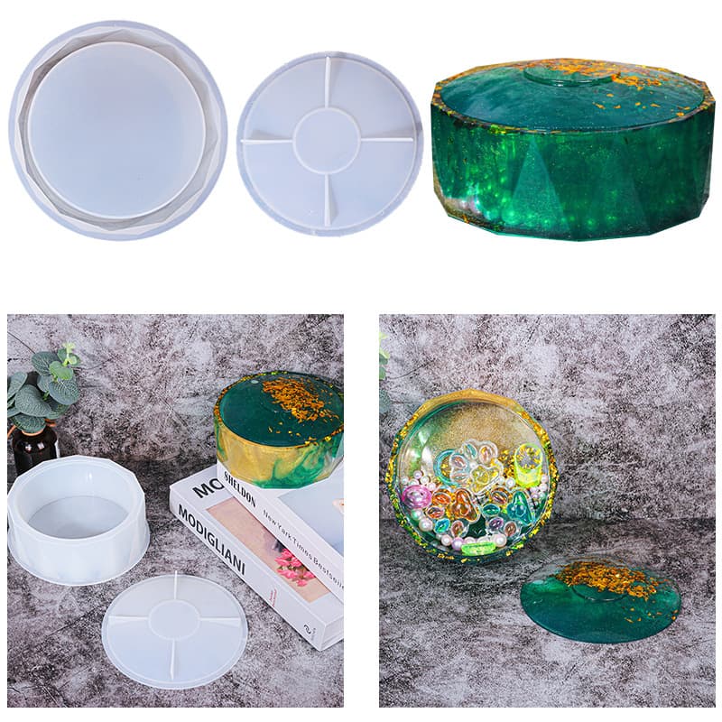 Proud glue mold rhombus large round storage box silicone mold candle handmade soap diy jewelry