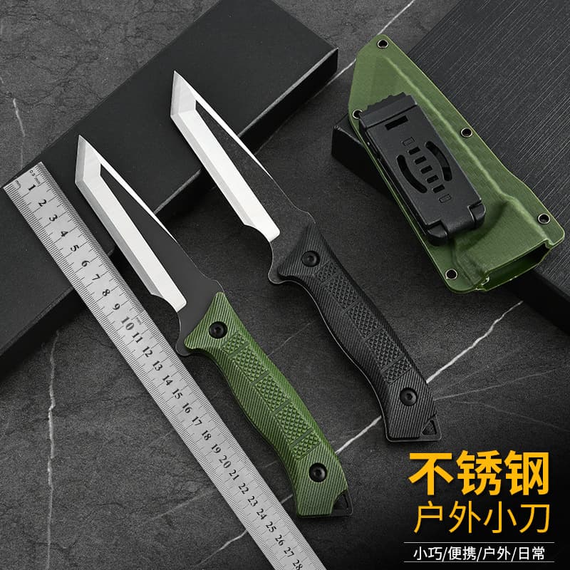 Outdoor Knife High Hardness Small Straight Knife Field Self-Defense Wilderness Survival Tool Handle Meat Knife Portable Tactical Knife Sharp