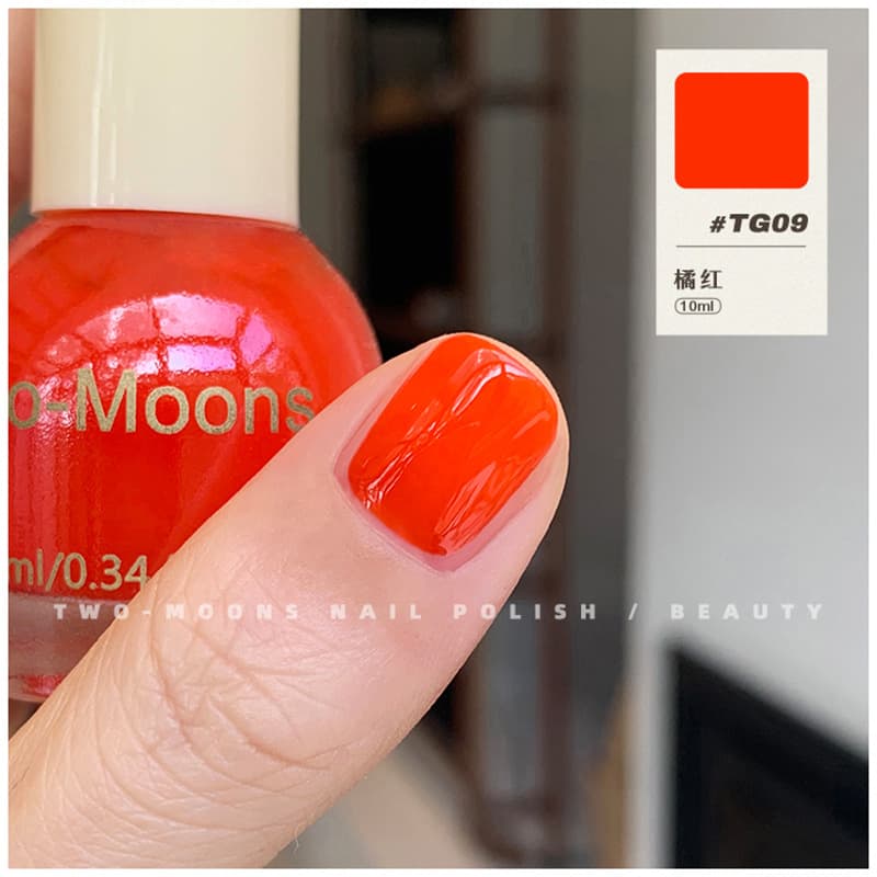 Two-Moons Solid Color Brightening Cute Candy Nail Polish, No-Bake, Non-Peel, New Year Red, Tiffany Green