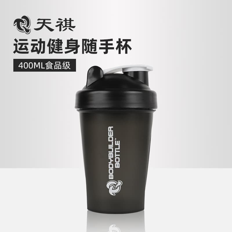 Factory direct supply 400ml creative handle protein powder shake cup fitness sports plastic water cup fruit tea cup