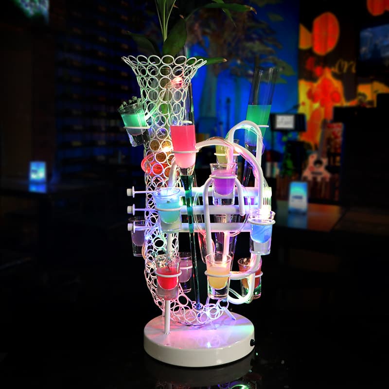 LED charging bar luminous cup holder Saxophone cocktail cup holder bullet cup cup holder colorful wine rack