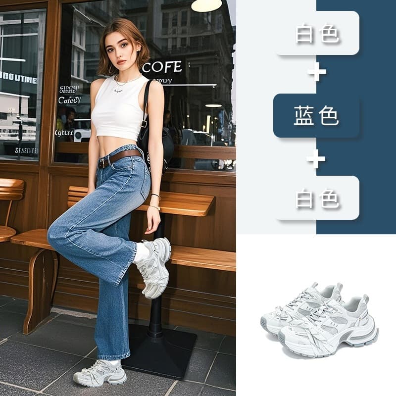 Mesh shoes, sports shoes, casual shoes, women's dad's shoes, spring dad's shoes, women's absorbent sole thick-soled women's shoes 2026