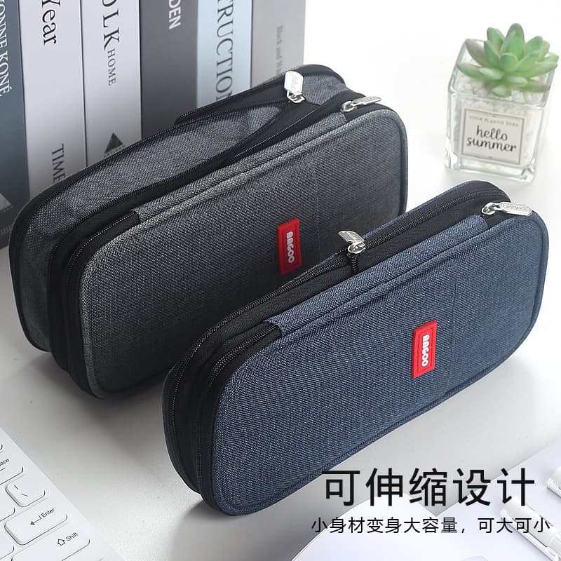 High-Aesthetic Ins-Style Large-Capacity Pencil Case, Canvas Simple and Durable Pencil Pouch for Middle School Students Storage