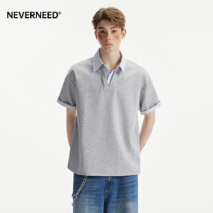 NEVERNEED Two-Layer High-Intelligence Short-Sleeve T-Shirt for Men and Women, Summer American Casual Striped Half-Sleeve Polo Shirt