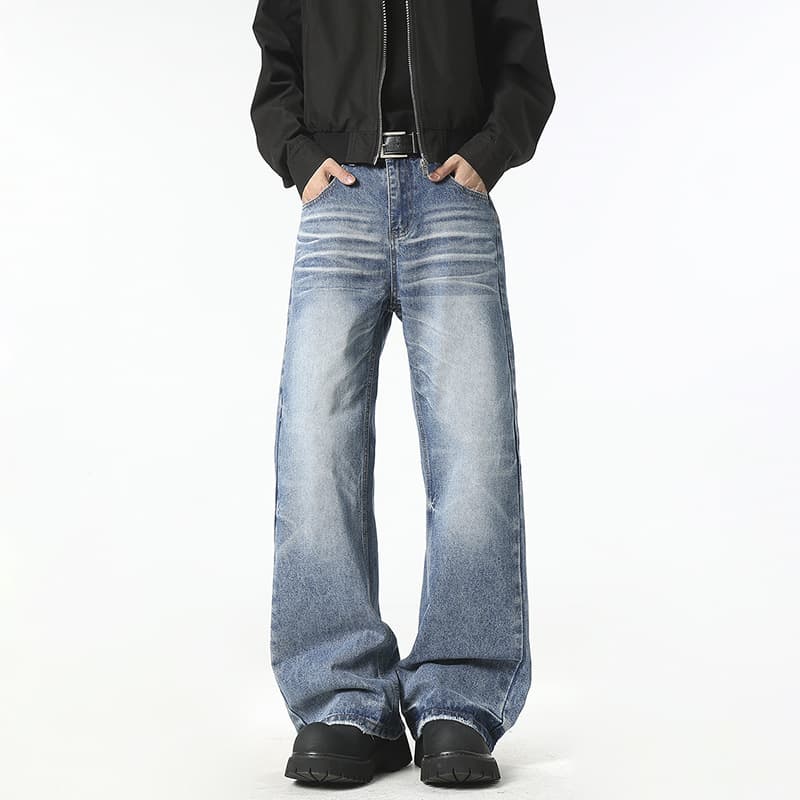 Spring New Heavyweight American Washed Versatile Jeans for Men and Women Loose Fit Flared (Price Limited)