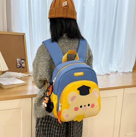 New dopamine color matching cartoon bear backpack 3-6 years old kindergarten cute baby back-to-school small school bag