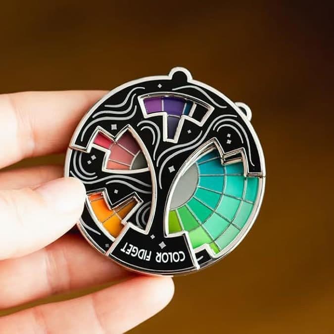 New Cross-Border Product Color Fidget Enamel Pin Tone Color Wheel Spinner Keychain Pendant