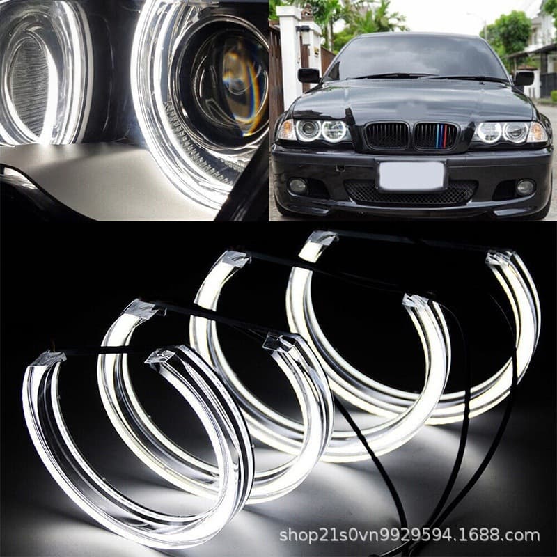 For BMW 3 Series E46 M3 Crystal Angel Eyes BMW Modified Headlight with LED Angel Eye Ring