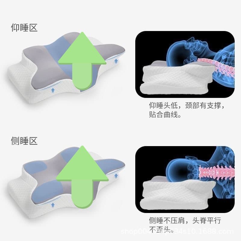 Butterfly Pillow for Cervical Spine Support, Memory Foam Correction Neck Pillow, Slow Rebound