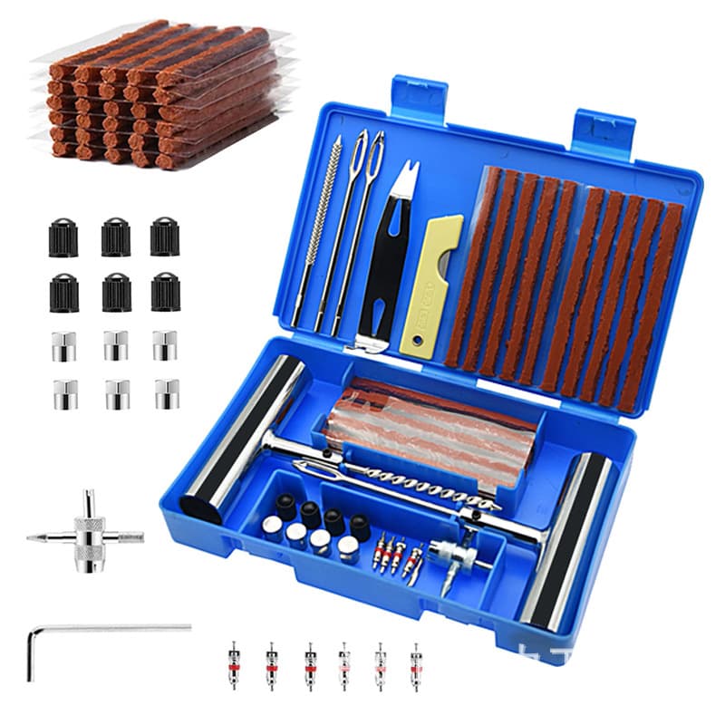 Cross-Border Amazon Best-Selling Tubeless Tire Strip, On-Board Emergency Tool 58-Piece Set, Car Tire Repair Tool Kit