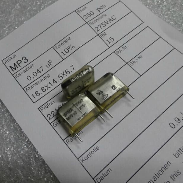 WIMA MP3-X2 0.047UF 275V Pin Coupling Transparent Film Capacitor