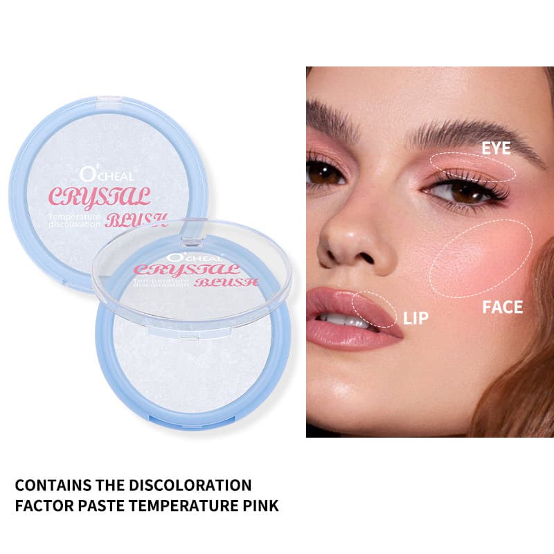 OCHEAL Transparent Temperature-Changing Crystal Blush Cream Long-Lasting Clear Fine Shimmer Color-Changing Highlighter Cheek Gel