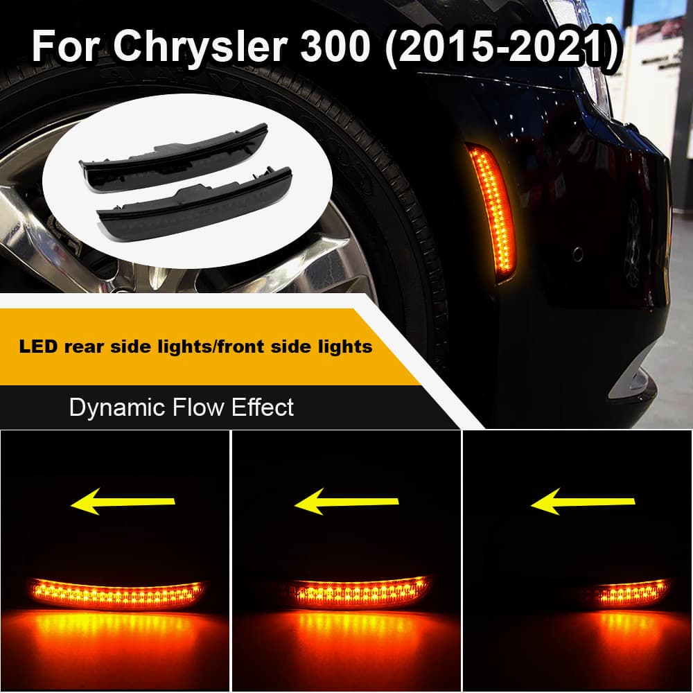 For Chrysler 300C 2015-2022 Front Bumper Rear Bumper LED Wheel Arch Light Side Bumper Light Fender Light