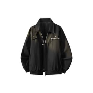 Spring Men's Lapel Collar Jacket Loose Workwear Jacket Spring Autumn Casual Trendy Baseball Jacket Solid Color Outerwear