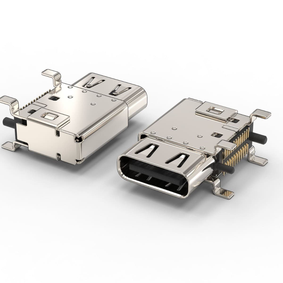TYPE-C female socket 24PIN side vertical SMD four-pin plug board with spring L=14.4mm