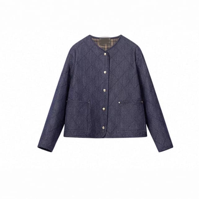 Cabinets 6400+! Imitation denim thin cotton jacket 2025 early autumn new original color denim lightweight quilted cotton jacket for women