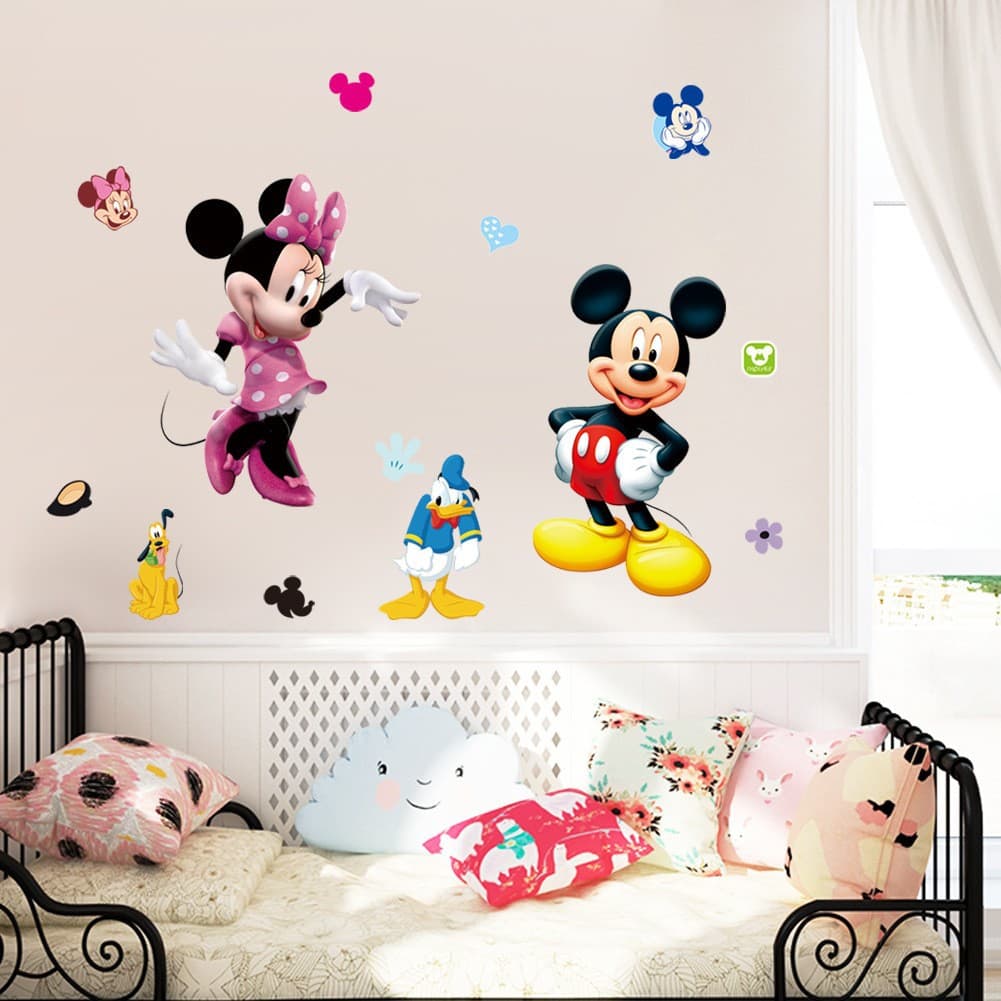 ZY1437 Wholesale Mickey and Minnie Decorative Painting Kids Room Background Wall Mickey Mouse Wall Sticker Manufacturer