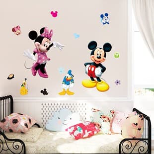 ZY1437 Wholesale Mickey and Minnie Decorative Painting Kids Room Background Wall Mickey Mouse Wall Sticker Manufacturer