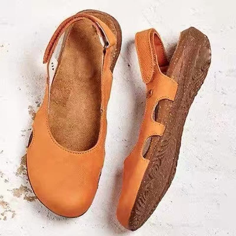 2026 Spring/Summer New Retro Closed-Toe Open-Back Flat Sandals for Women, Cross-Border Export Style, Sizes 40-43 Large Size Women's Shoes