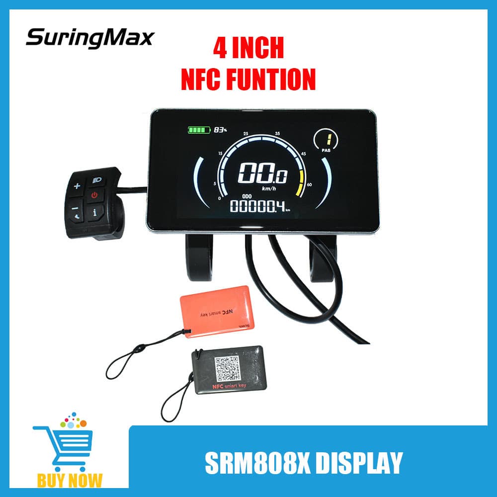New Electric Bicycle Waterproof Meter with Nfc 808X Automatic Light Sensing 2 # Protocol 4inch Lcd Display