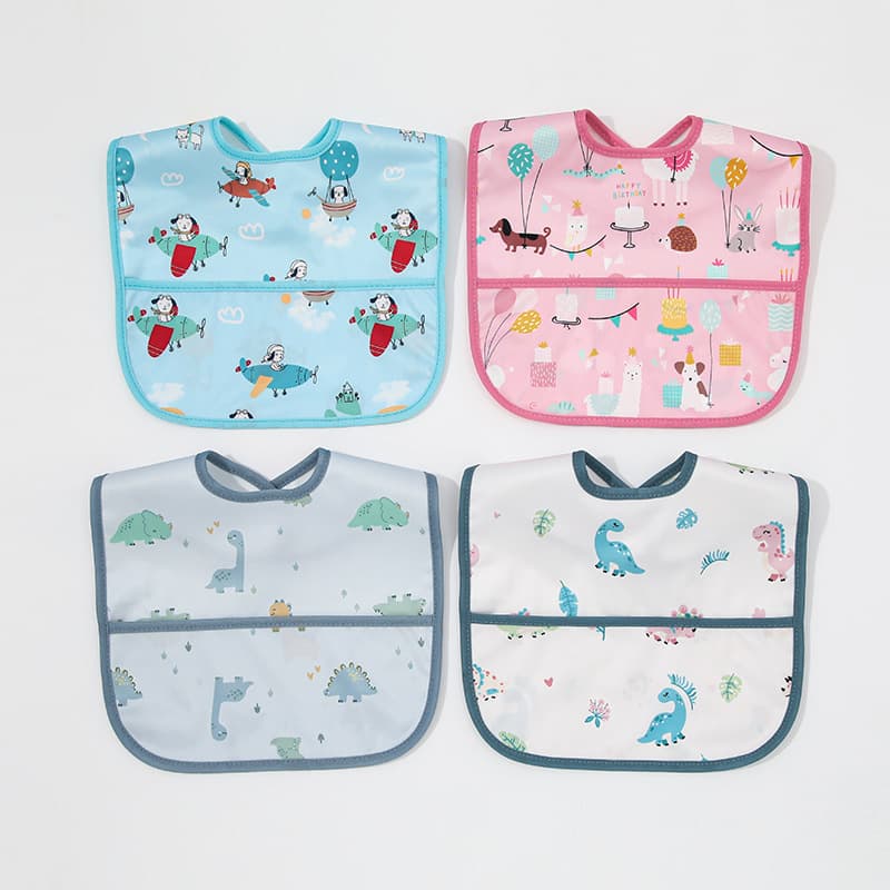 Cross-border Baby Bib 3D Pocket Baby Waterproof No-Wash Bib Super Soft Drool Bib Wholesale
