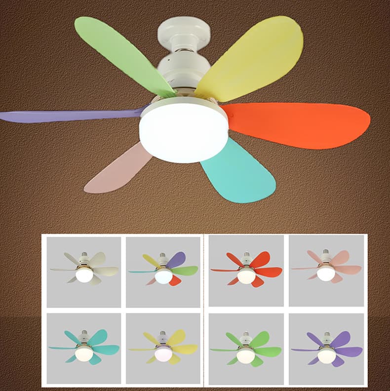 Foreign Trade Hot-selling LED Fan Light Bedroom Dining Room Children's Room Light Three-color Dimming Smart Remote Control Fan Light New