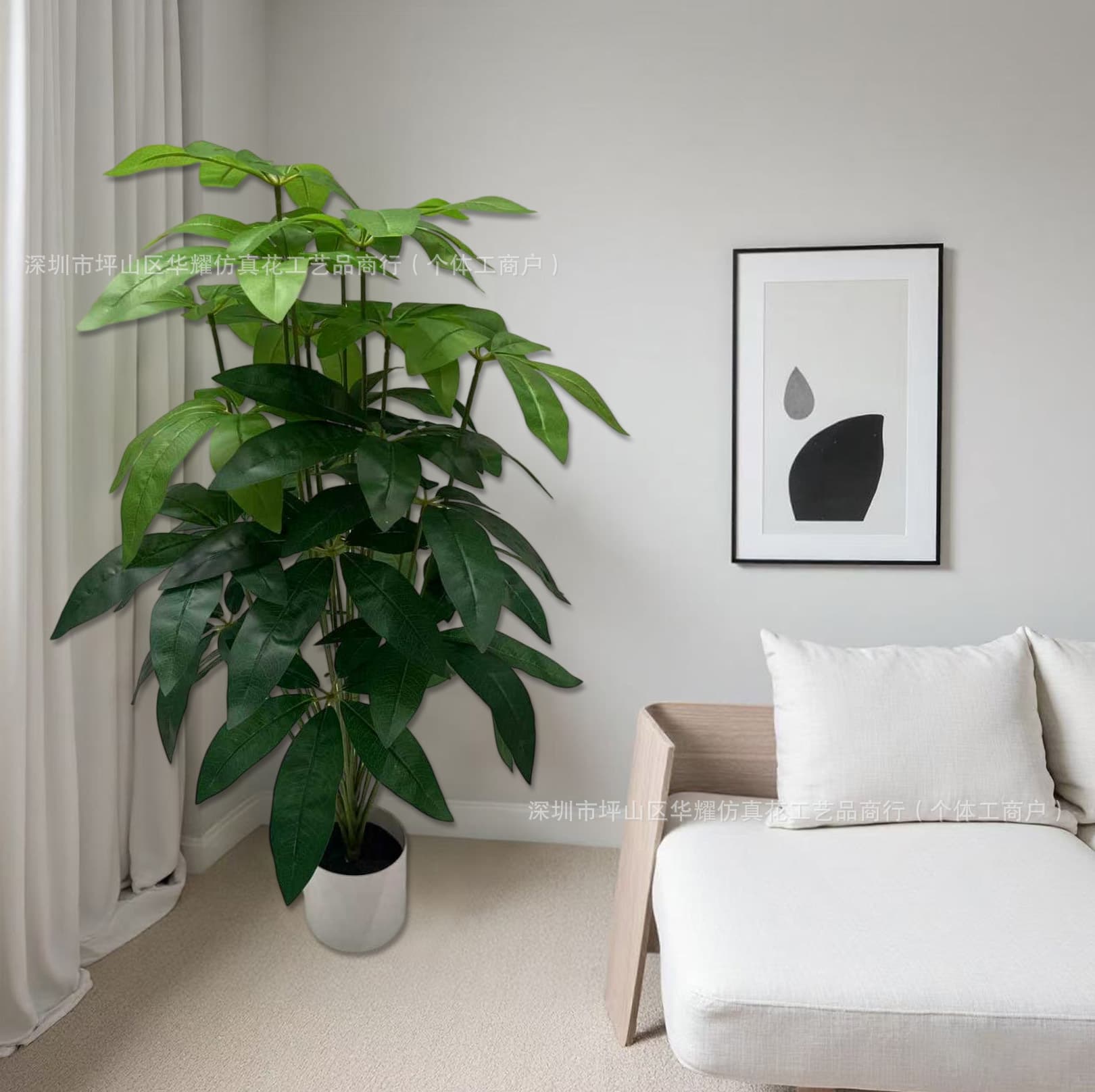 Cross-border hot model simulated fake flowers and green plants, monstera, money tree, high-end realistic artificial scene layout and decoration