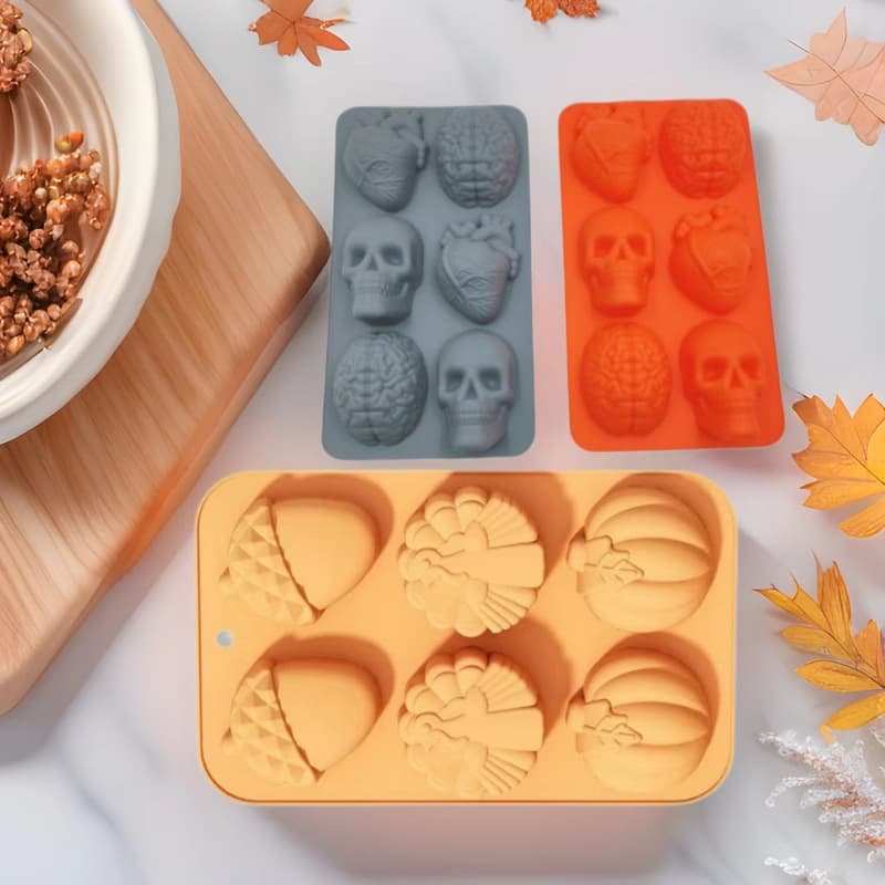 Halloween Pumpkin Silicone Cake Mold 6-Cavity Mooncake Baking Mold for Home DIY Handmade Carrot Silicone Mold