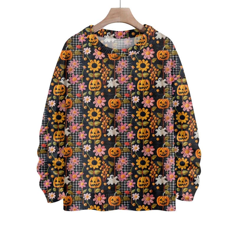 2026 New Digital Printing 3D Round Neck Sweater Street Trend Thick Knit Fabric Top Women's Long Sleeve Sweater