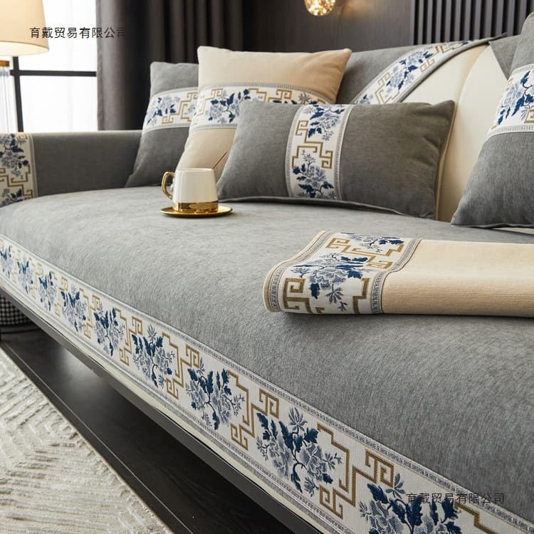 Solid Wood Sofa Cushion, Chinese Style, New Chinese Style, Non-Slip Seat Cushion Cover, Universal for All Seasons, High-End Sofa Seat Cushion Cover, Cover Cloth