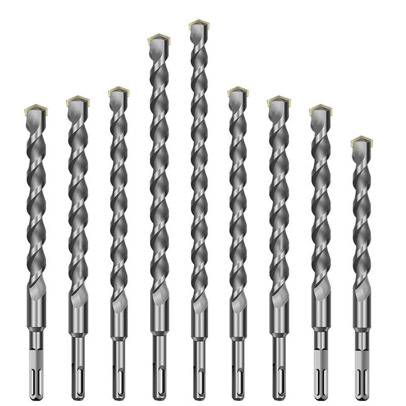 Round shank impact drill two-groove extended drill bit, concrete drilling, square shank four-flute electric hammer, wall piercing, slotting, hole making