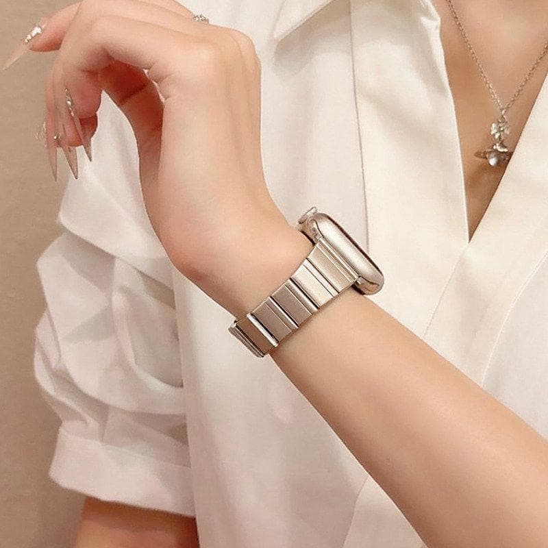 Korean style bamboo small sugar cube iWatchS11 steel strap suitable for Apple S10 strap SE summer S9 new S8 strap
