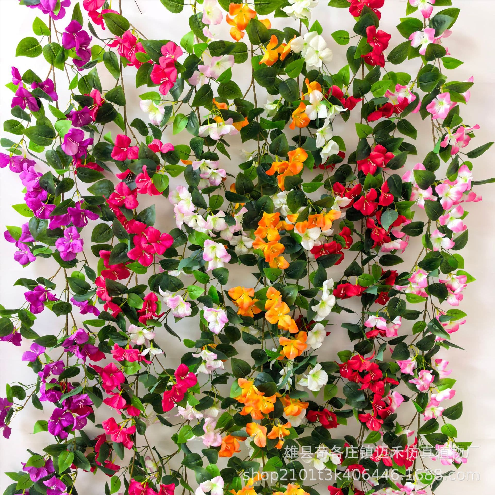 Artificial Bougainvillea Vine Wedding Decoration Fake Flower Plastic Vine Rattan Air Conditioner Cover Wrapping Hanging Ceiling Landscape