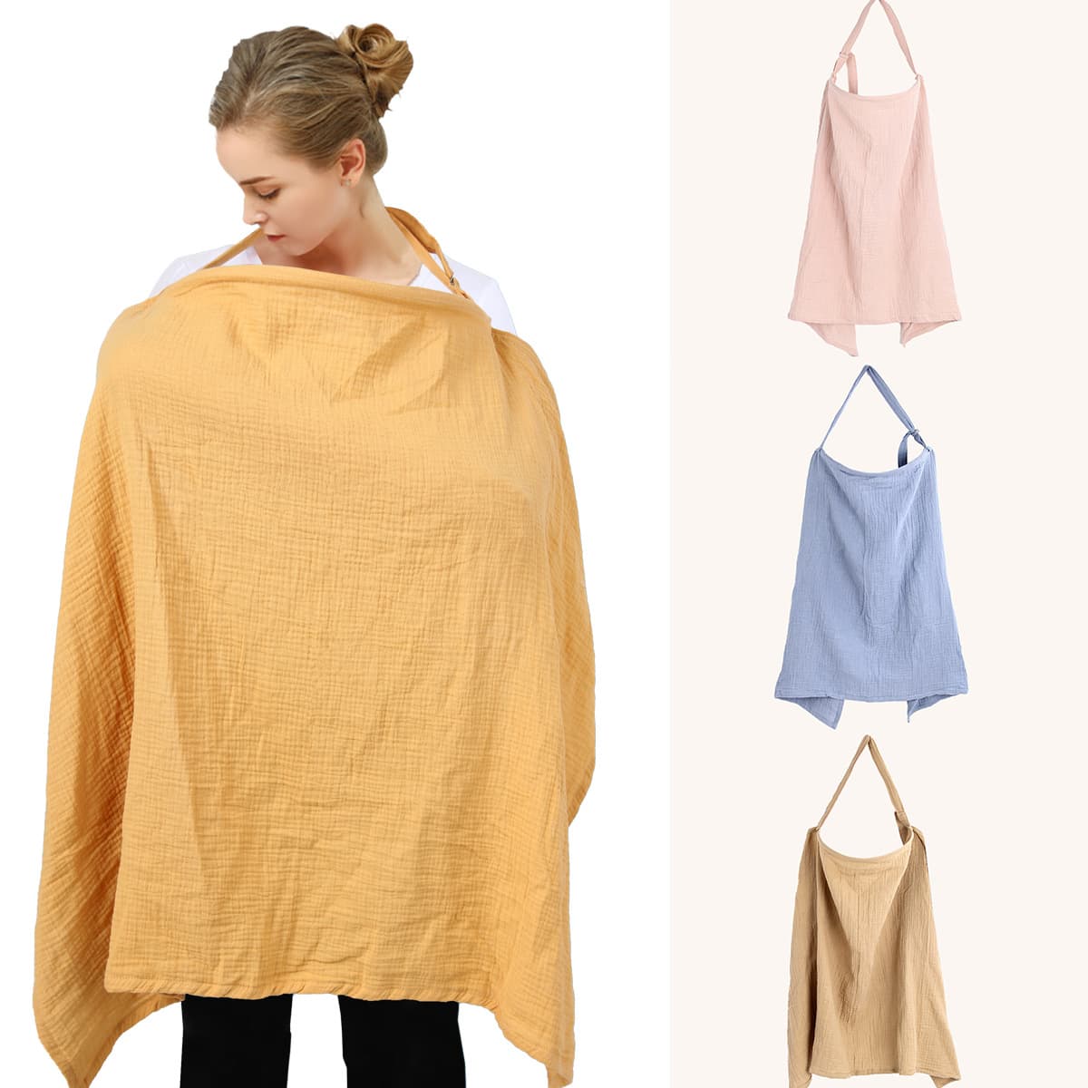 Cross-Border Nursing Cover Breathable Cotton Gauze Modesty Cloth Feeding Top Adjustable Nursing Cape Cover Anti-Exposure