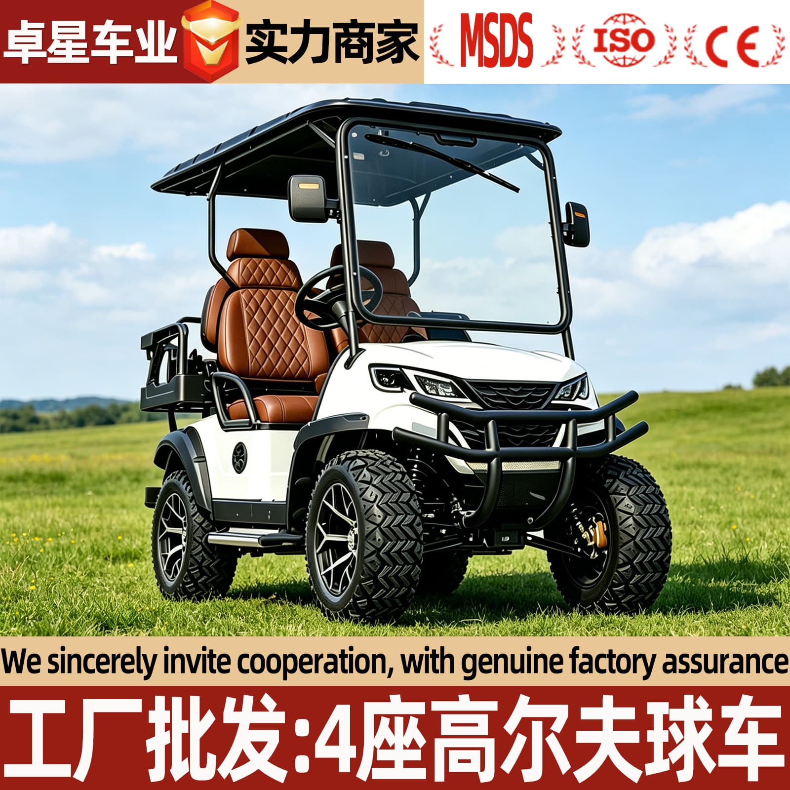 Electric Golf Cart Source Factory Scenic Tourist Sightseeing Car 4-Seat 6-Seat Airport Shuttle Golf Cart