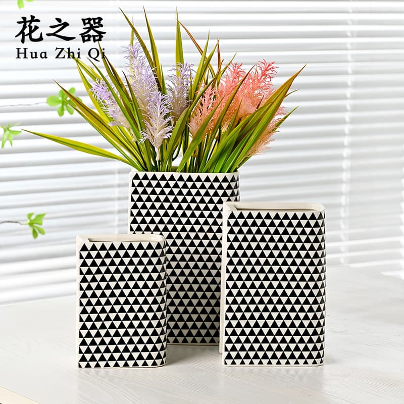 Geometric Book-Shaped Ceramic Vase for Flower Arrangement, Desktop Decoration, Living Room Dining Table Vase