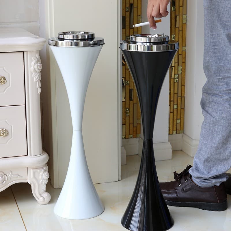 Large Size Floor Standing Ashtray Elevator Style with Cover for Mahjong and Card Rooms Metal Material Non-Disposable