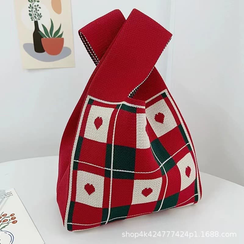 Wedding souvenir knitted bag red festive wedding gift bridesmaid hand bag hand-held sugar bag wedding word