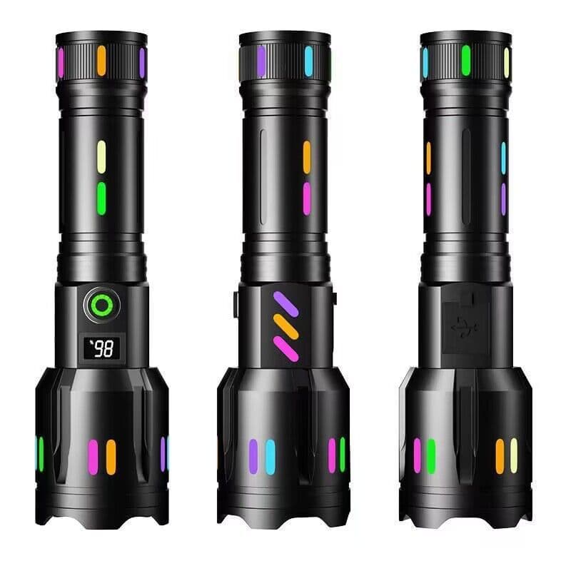 [Amazon] High-Power Zoom Multi-Function Flashlight with USB-C Charging, Fluorescent Strip, Digital Display, White Laser Flashlight