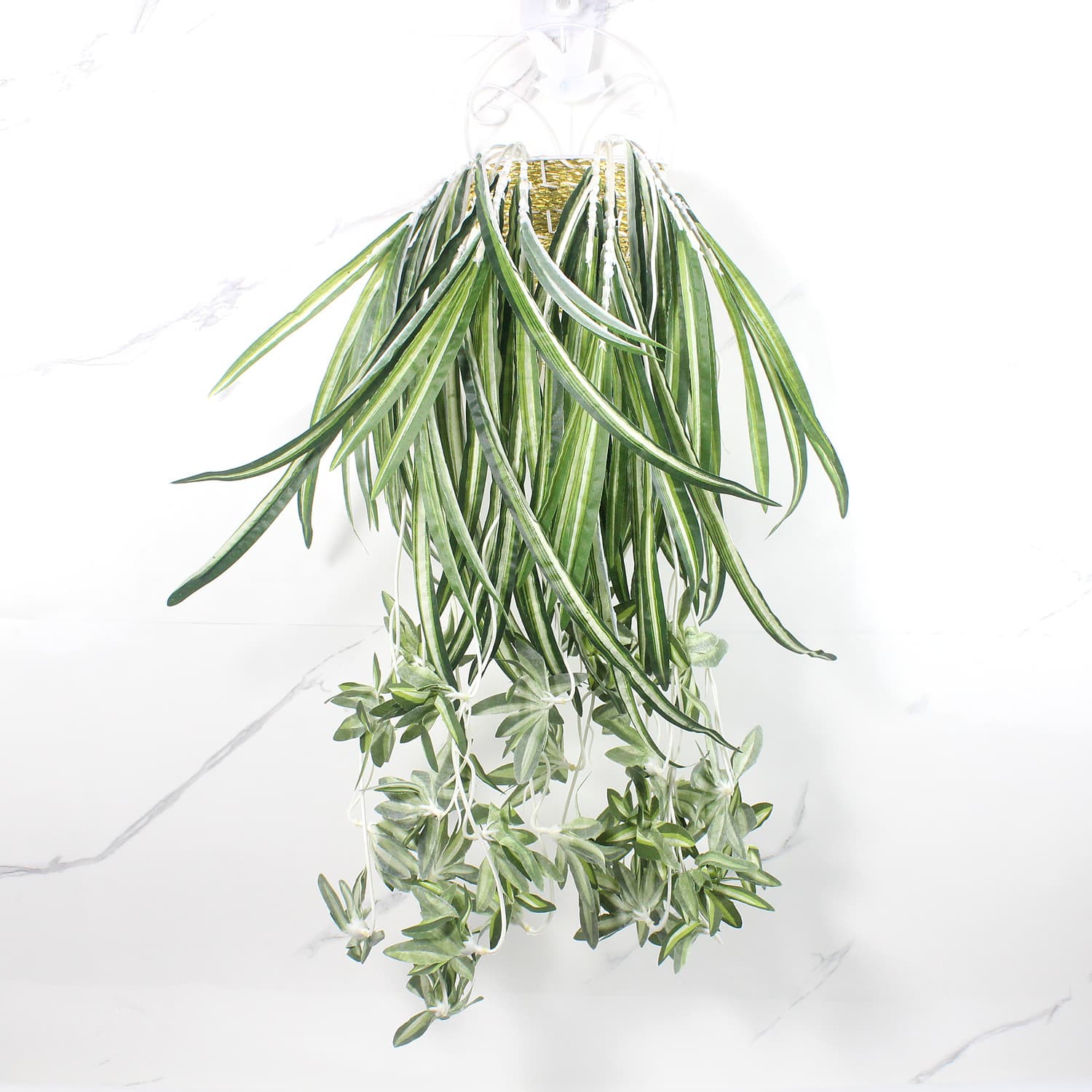 Artificial Large Spider Plant Wall Decoration Green Plant Sword Lily Bunch Hanging Flower Home Hotel Decoration Fake Flower Manufacturer