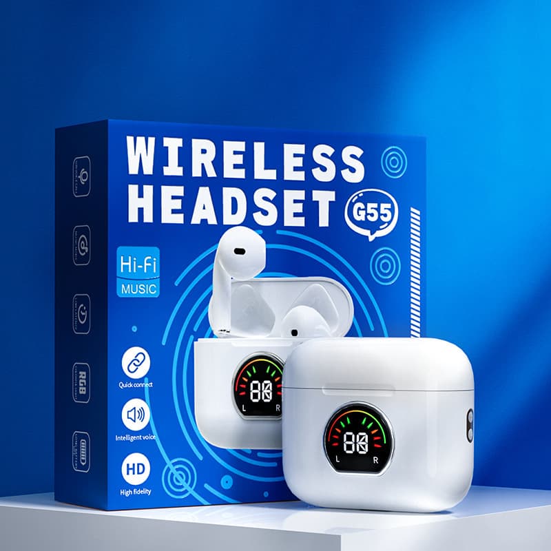 Cross-Border New Model G55 Wireless Bluetooth Earphones, Low Power Consumption, TWS 5.3 In-Ear, Ultra-Long Battery Life, G55 Sports Earphones
