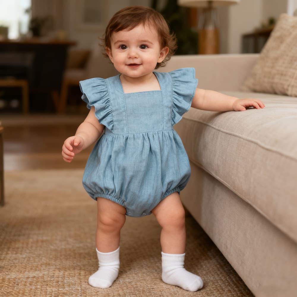 Baby Romper 2026 New Style Infant Onesie Summer Ruffle Romper Crawling Suit Cotton Linen Romper