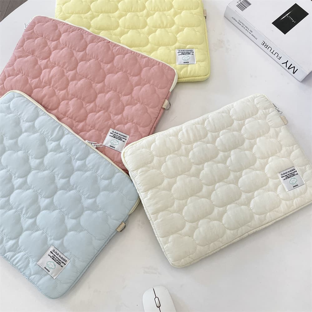 53291 Korean Cute Cloud Embroidery iPad Tablet Case 11/13/15 Inch Laptop Storage Bag
