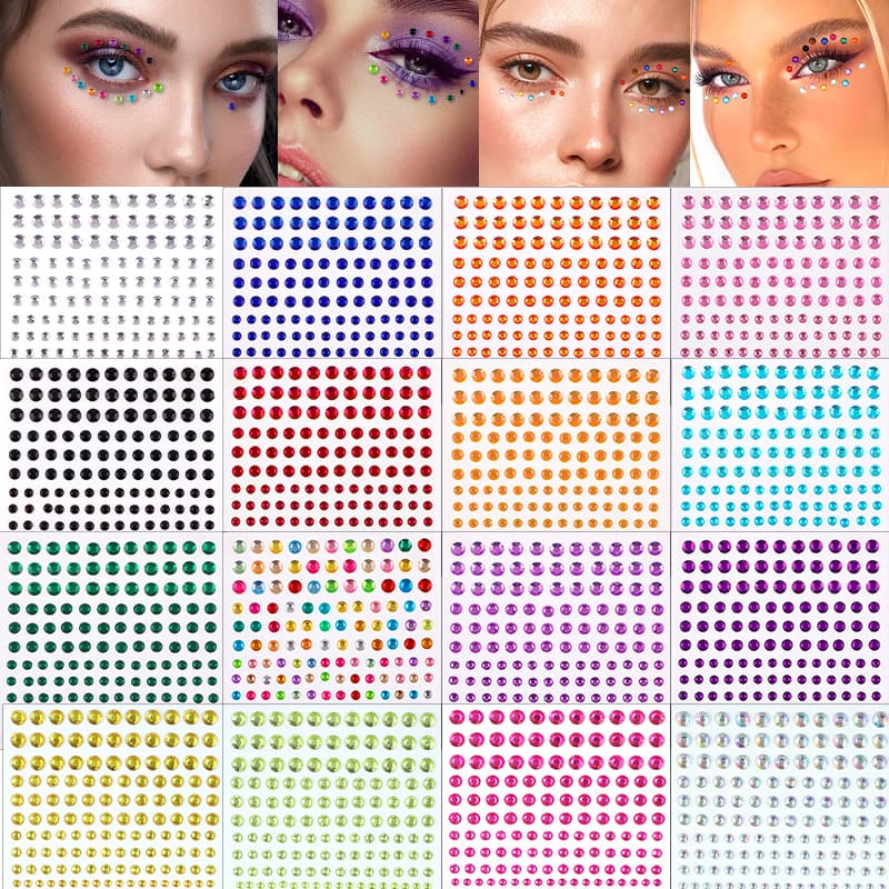 Cross-border spot 20 color rhinestone stickers 3456mm diamond stickers face diamond stickers children's performance decoration pearl stickers