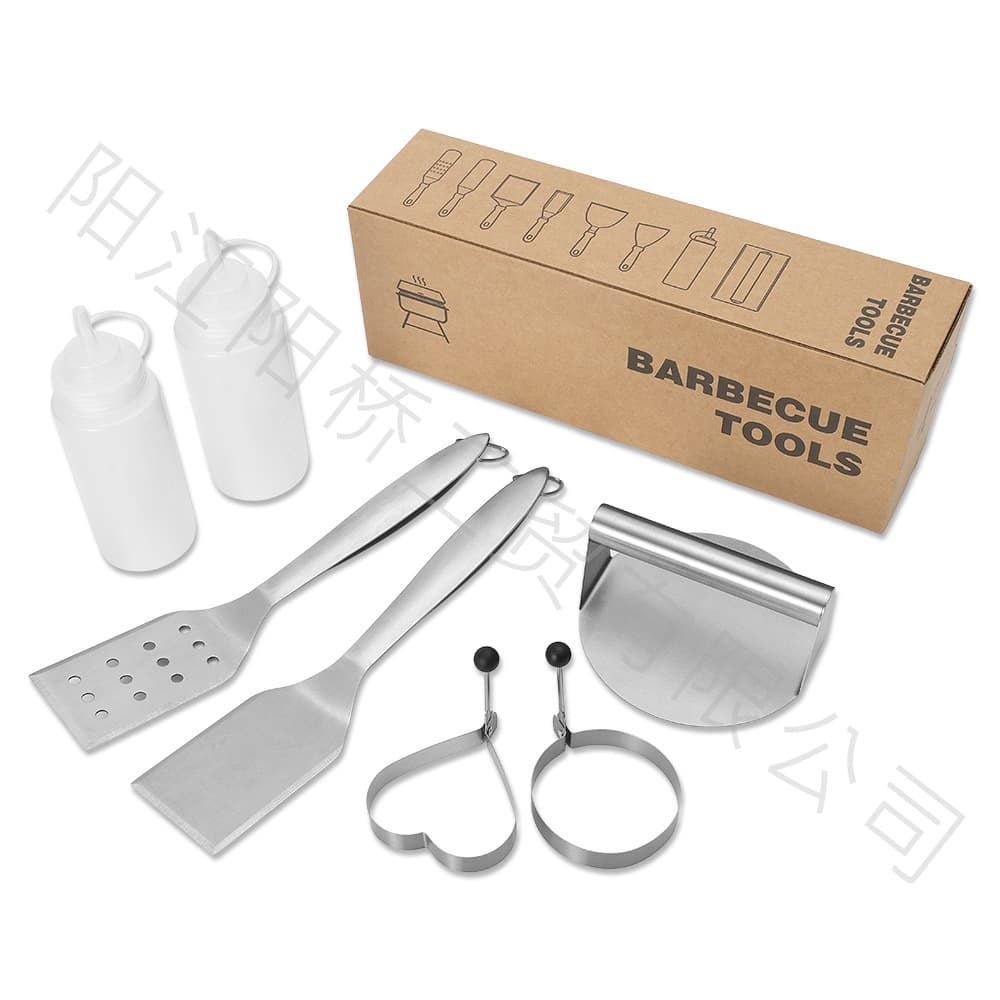 Cross-border Amazon In Stock BBQ Tool Set Outdoor BBQ Stainless Steel Griddle Spatula Tool BBQ Set