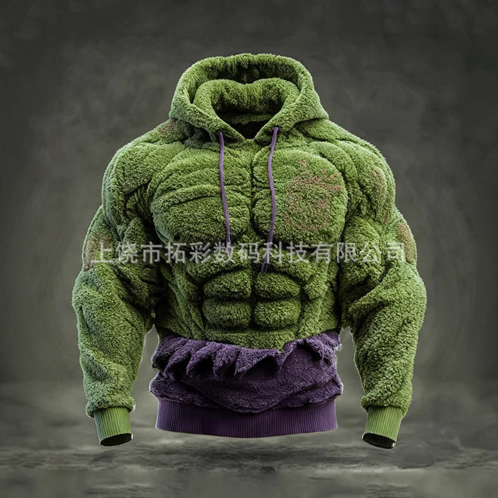 Cross-border Independent Station New Men's Casual Sports Hoodie Chest Muscle Flannel Hoodie Top