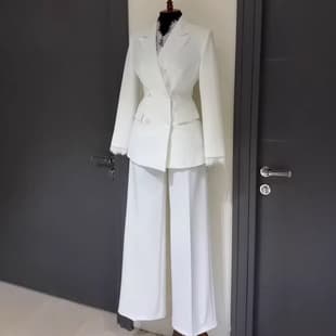 Amazon 2026 European and American Cross-border Trade Women's Professional Commute Blazer with Button Lace Trim Straight-leg Pants