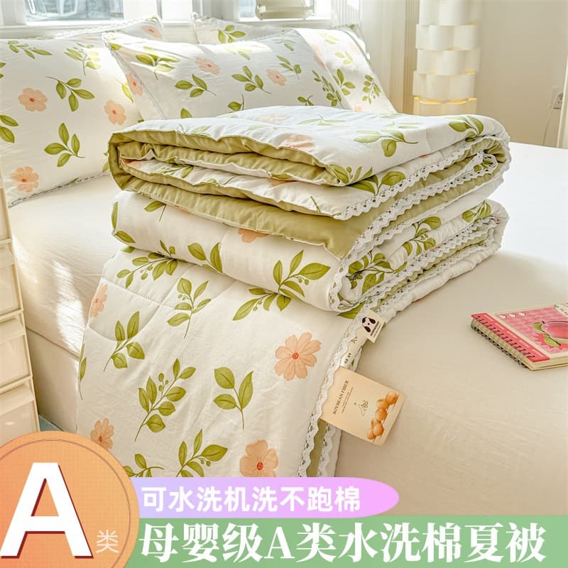 Class A Washed Cotton Summer Quilt, Air Conditioning Blanket, Lightweight Summer Blanket, Double Bed Quilt, Kids Single Quilt, Machine Washable